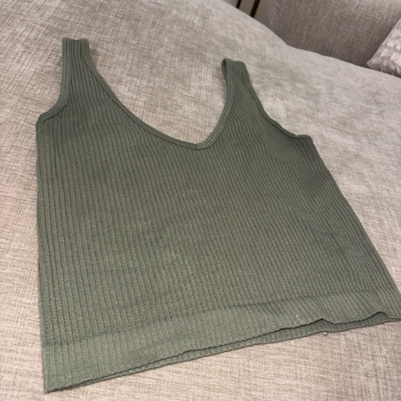 FREE PEOPLE Ribbed Green Tank Top - Picture 2 of 4